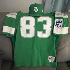 🔥Philadelphia Eagles 🦅 Mitchell & Ness Kelly Green throwback football Jersey